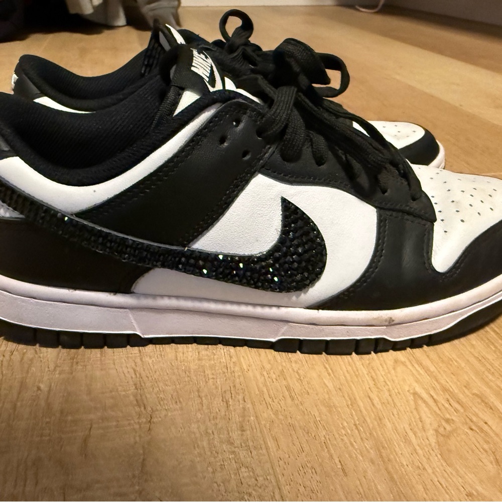 BLINGED OUT Nike Black and White Low-Top Sneakers